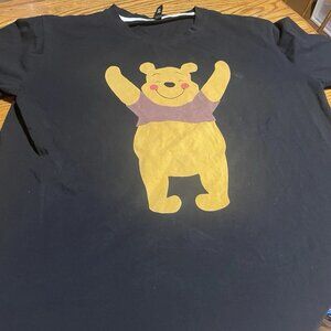 Disney Winnie the Pooh Shirt Black Graphic T-Shirt Mens 2XL